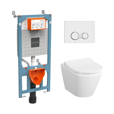 L-Box Безободковый унитаз Integra Round с тонким сиденьем с микролифтом, инсталляцией 