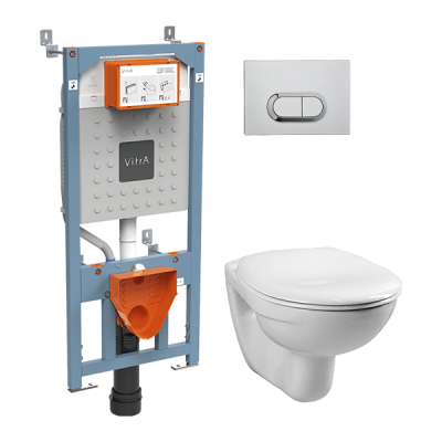 L-Box: Normus унитаз подвесной +инсталляция + кнопка, цвет глянцевый хром ..