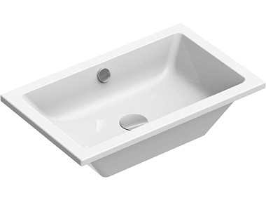 KUBE'X 60x37 встроенная раковина с переливом - глазурь белая глянцевая Extraglaze Antibacterial