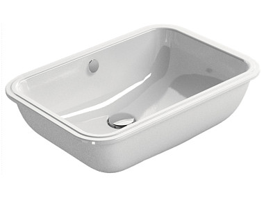 PURA 50x35 встроенная под столешницу раковина с переливом - глазурь белая глянцевая Extraglaze Antib ..