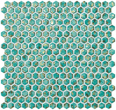 Dwell Turquoise Hexagon Gold (30X30 )