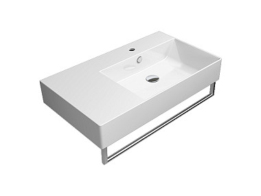 KUBE'X 80x47 раковина с переливом (чаша справа) - 1 отв. для смесителя - глазурь белая глянцевая Ext ..