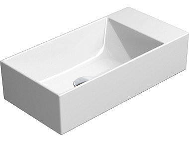 KUBE'X 50x25 раковина без перелива - без отв. для смесителя - глазурь белая глянцевая Extraglaze Ant