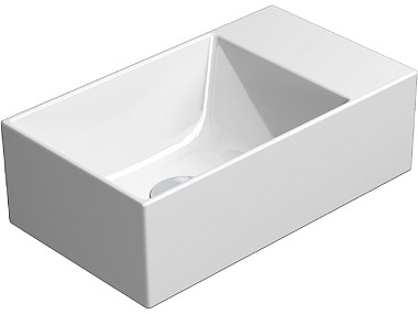 KUBE'X 40x23 раковина без перелива - без отв. для смесителя - глазурь белая глянцевая Extraglaze Ant