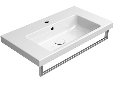 NORM 70x40 раковина с переливом - 1 отв. для смесителя - глазурь белая глянцевая Extraglaze Antibact ..