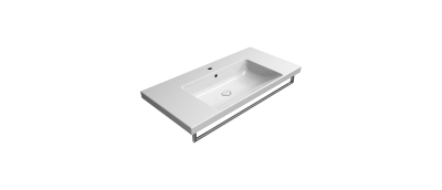 NORM 100x50 раковина с переливом - 1 отв. для смесителя - глазурь белая глянцевая Extraglaze Antibac ..