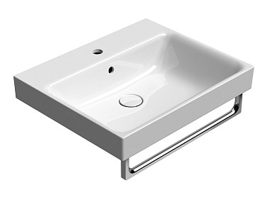 NUBES 60x50 раковина с переливом - 1 отв. для смесителя - глазурь белая глянцевая Extraglaze Antibac ..