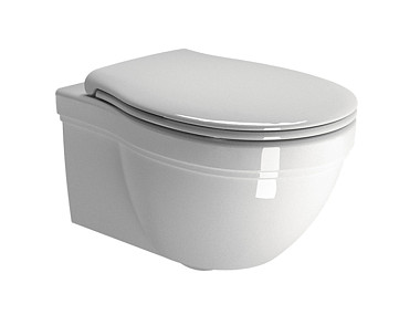 CLASSIC 55x37 унитаз подвесной - смыв стандартный - глазурь белая глянцевая Extraglaze Antibacterial ..