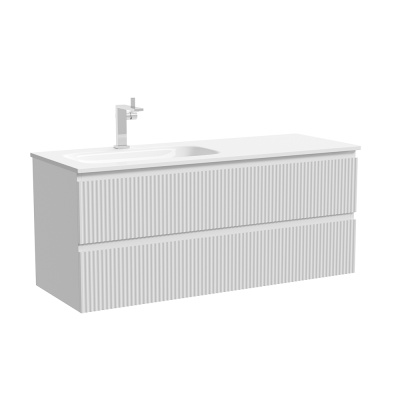Тумба подвесная SANCOS Snob R левая 1195х445х500, c двумя ящиками оснащенными доводчиками, Bianco, а