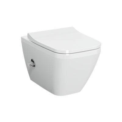 Подвесной унитаз Integra Square 54 см, безободковый с функцией биде и встроенным смесителем ..