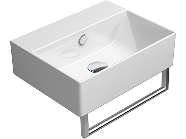 KUBE'X 45x35 раковина с переливом - 1 отв. для смесителя - глазурь белая глянцевая Extraglaze Antiba ..