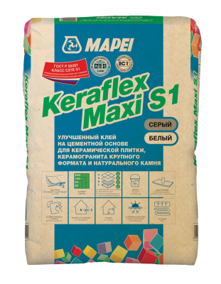 KERAFLEX MAXI S1, ТМ MAPEI, цвет серый, (25кг), (Россия), Смесь сухая клеевая на цементном вяжущем к