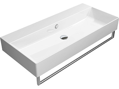 KUBE'X 100x47 раковина с переливом - 1 отв. для смесителя - глазурь белая глянцевая Extraglaze Antib ..