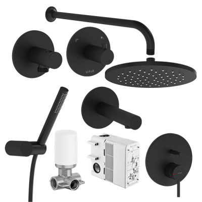 Набор встроенной душевой системы Origin на 3 направления, матовый черный .. Набор встроенной душевой системы Origin на 3 направления, матовый черный ..
