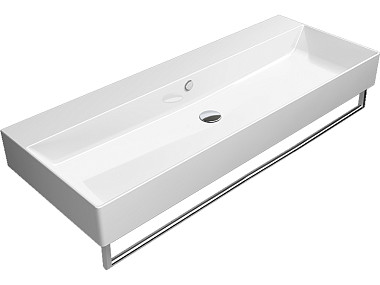 KUBE'X 120x47 раковина с переливом - 1 отв. для смесителя - глазурь белая глянцевая Extraglaze Antib