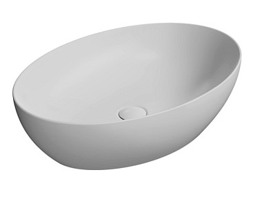 PURA 60x42 выс.16 накладная раковина без перелива - глазурь белая глянцевая Extraglaze Antibacterial