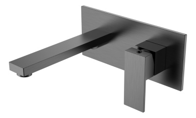 Смеситель для умывальника из стены QUBIC Gun Metal	